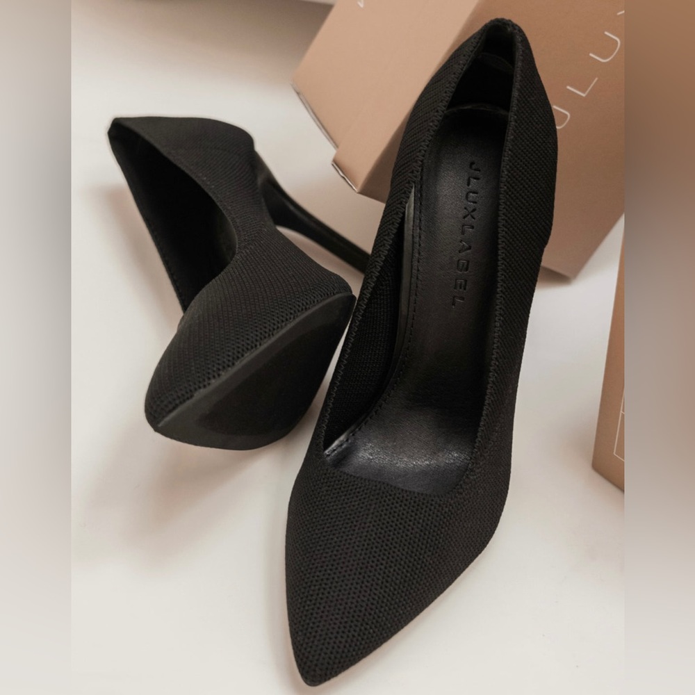 JLUXLABEL Black Glenna Pointed Toe Pumps, size 6.5